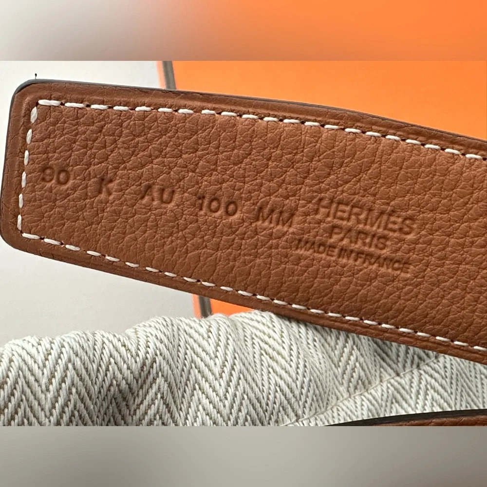 HERMES H d'Ancre Belt Buckle & Reversible leather strap 90 K AU 100 MM Noir/gold